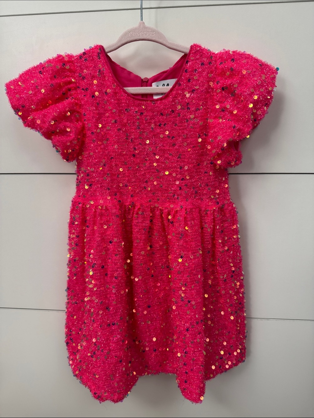 Lola + The Boys Hot Pink Sequin Party Dress for Girls